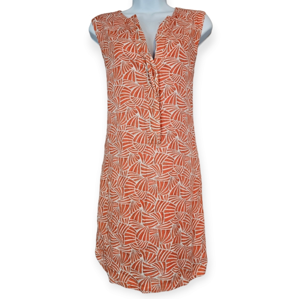 Esley orange & white print mini shift dress Womens Small - Picture 2 of 5